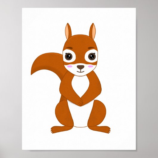 Schattig Eekhoorn Kawaii Poster (Voorkant)