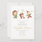 Schattig Eekhoorn, leeuw en aap Baby shower Kaart (Voorkant)