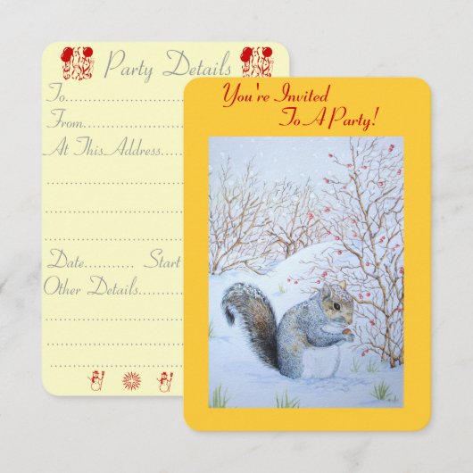 schattig eekhoorn sneeuw scène kerstfeest kaart (Voorkant / Achterkant)
