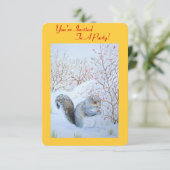 schattig eekhoorn sneeuw scène kerstfeest kaart (Staand voorkant)