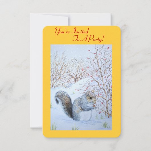 schattig eekhoorn sneeuw scène kerstfeest kaart (Voorkant)