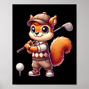 Schattig Eekhoorn speelt golf golfer golfen mannen Poster