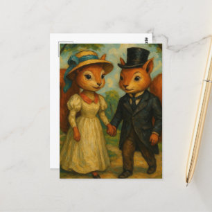 Schattig eekhoornpaar briefkaart