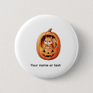 Schattig eekhoorntje in Halloween pompoen Jack o L Ronde Button 5,7 Cm