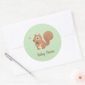 Schattig Eekhoorntje met Eikel Kindernaam Ronde Sticker (Envelop)