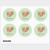 Schattig Eekhoorntje met Eikel Kindernaam Ronde Sticker (Vel)