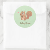 Schattig Eekhoorntje met Eikel Kindernaam Ronde Sticker (Tas)
