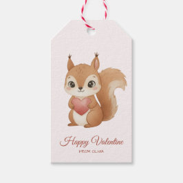 Schattig eekhoorntje met hart Valentijnsdag Cadeaulabel