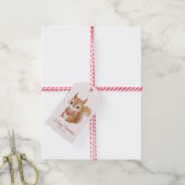 Schattig eekhoorntje met hart Valentijnsdag Cadeaulabel (Met Touw)