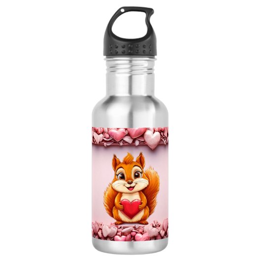Schattig eekhoorntje met hart waterfles  (Voorkant)