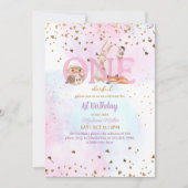 Schattig Een Baby Meisje 1e Verjaardagsfeest Kaart (Voorkant)