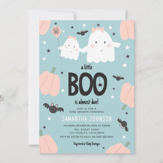 Schattig 'een beetje BOO is bijna te doen' Meisje  Kaart (Voorkant)