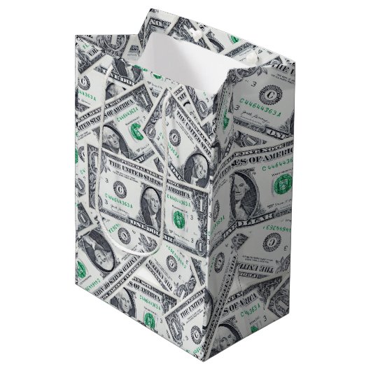 Schattig een dollar Bill GIFT TAS Medium Cadeauzakje (Voorkant Gekanteld)