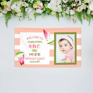 Schattig Eén in een Meloen Gelukkige Eerste Verjaa Spandoek