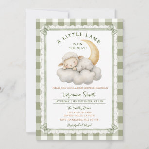 Schattig een klein lammetje Baby Shower Salie Groe Kaart