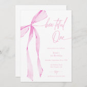 Schattig Een Waterverf Lichtroze 1e Verjaardag Kaart (Voorkant / Achterkant)