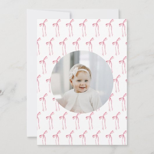 Schattig Een Waterverf Roze Foto 1e Verjaardag Kaart (Achterkant)