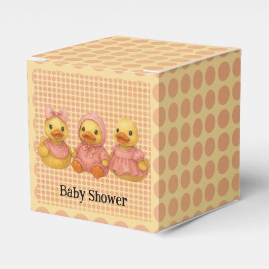 Schattig eendentrio in roze outfits bedankdoosjes (Voorkant Zijde)