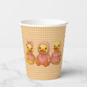 Schattig eendentrio in roze outfits papieren bekers (Achterkant)