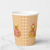 Schattig eendentrio in roze outfits papieren bekers (Rechts)