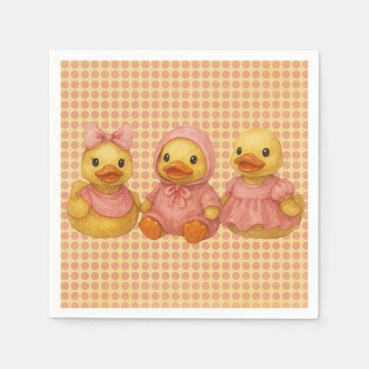 Schattig eendentrio in roze outfits servet (Voorkant)