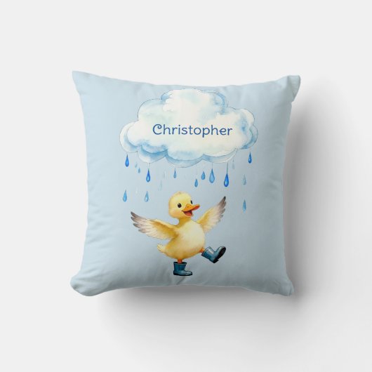Schattig Eendje dat in de Regen Speelt Kussen (Voorkant)