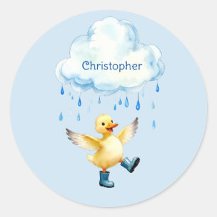 Schattig Eendje dat in de Regen Speelt Ronde Sticker