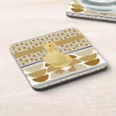 Schattig eendje goudbruin semi cirkel geometrisch bier onderzetter (Linkerzijde)