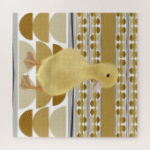 Schattig eendje goudbruin semi cirkel geometrisch legpuzzel (Horizontaal)