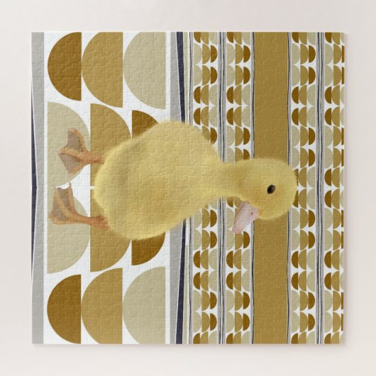 Schattig eendje goudbruin semi cirkel geometrisch legpuzzel (Horizontaal)