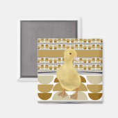 Schattig eendje goudbruin semi cirkel geometrisch magneet (Voorkant / Achterkant)