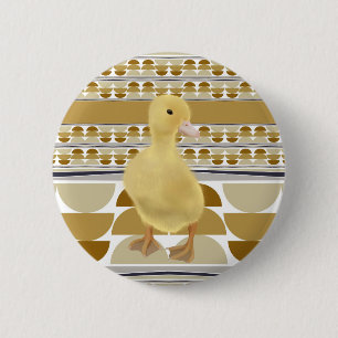 Schattig eendje goudbruin semi cirkel geometrisch ronde button 5,7 cm