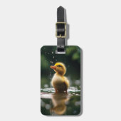 schattig eendje in de regen bagagelabel (Voorkant verticaal)
