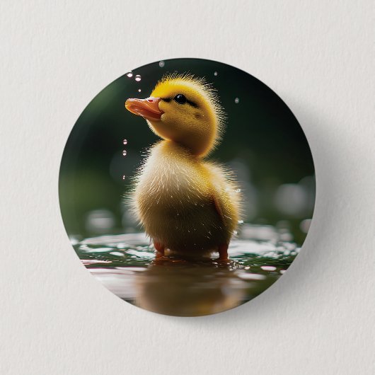schattig eendje in de regen ronde button 5,7 cm (Voorkant)