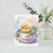 Schattig eendje in een theekopje briefkaart (Staand voorkant)