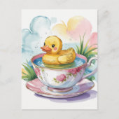 Schattig eendje in een theekopje briefkaart (Voorkant)