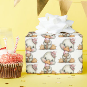 Schattig Eendje met Roze Ijsfeestje Cadeaupapier