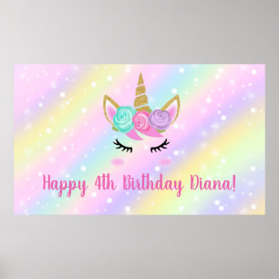 Schattig eenhoorn 4e verjaardag meisje poster