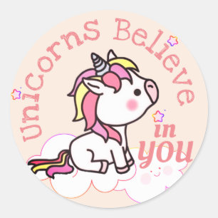 Schattig Eenhoorn Aanmoediging Ronde Sticker