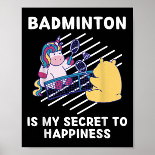 Schattig Eenhoorn Badminton Is Mijn Geheim Voor Ge Poster