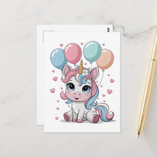 Schattig eenhoorn briefkaart (Voorkant / Achterkant in situ)