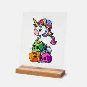 Schattig Eenhoorn & Dode Schedels. Grappig Goth Em Acryl Bord (Hoek)
