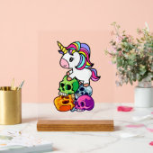 Schattig Eenhoorn & Dode Schedels. Grappig Goth Em Acryl Bord (Huwelijk)
