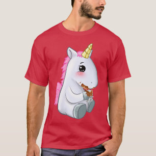 Schattig Eenhoorn Eet Chocolade Cadeau Idee T-shirt