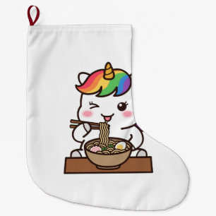 Schattig Eenhoorn Eet Ramen Kawaii Noedel Liefhebb Grote Kerstsok