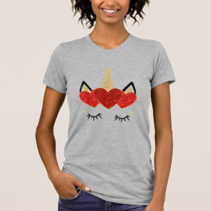 Schattig Eenhoorn Gezicht Valentijnsdag Hart voor T-shirt