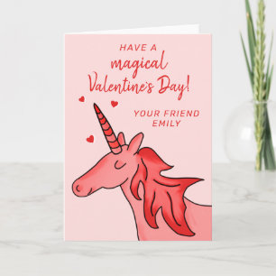 Schattig Eenhoorn Hart Kinderen Klaslokaal Valenti Feestdagen Kaart