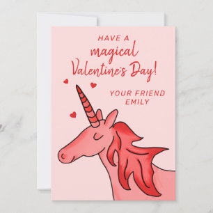 Schattig Eenhoorn Hart Kinderen Klaslokaal Valenti Feestdagenkaart