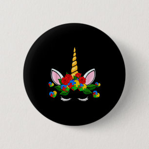 Schattig eenhoorn hart puzzelstuk autisme bewustzi ronde button 5,7 cm