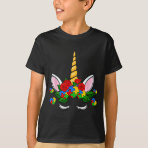 Schattig eenhoorn hart puzzelstuk autisme bewustzi t-shirt